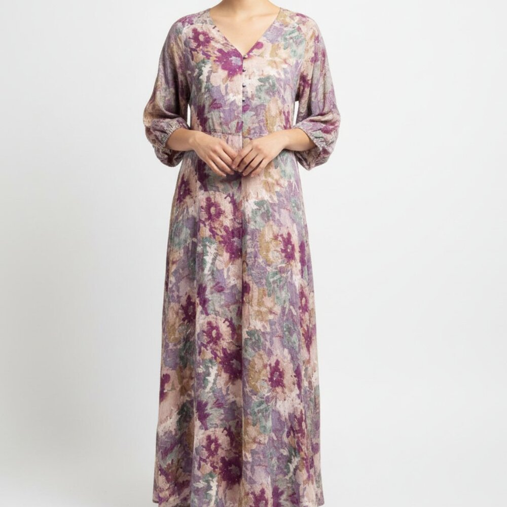 Calme Floral Cotton‎ Maxi Dress Multicolor Vintage Boho Style – nwot Small
